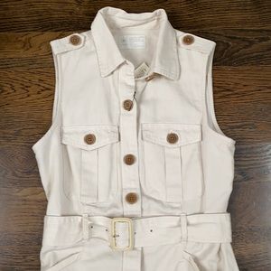 Banana Republic Cream Sleeveless Midi Dress